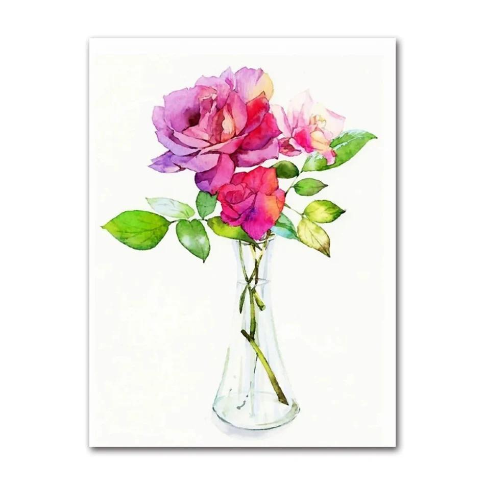 Sunflower Floral Lilac Watercolor Posters Boho Wall Art Canvas Painting Prints Pictures Nordic Style Living Room Interior Decor