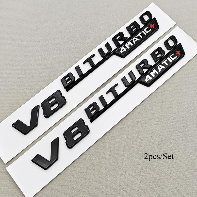 3D ABS Black Car Letters Logo E63S E63 V8BITURBO 4MATIC Fender Side Badge Rear Trunk Emblem Decals For Mercedes Benz AMG E63 S
