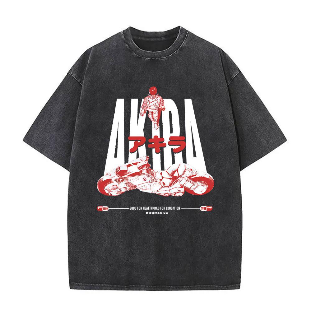 Washed Vintage Anime Akira Japanese Science Fiction Cartoon Movie Shotaro Kaneda T-shirt Men Women Manga Casual Cotton T Shirts S разноцветный