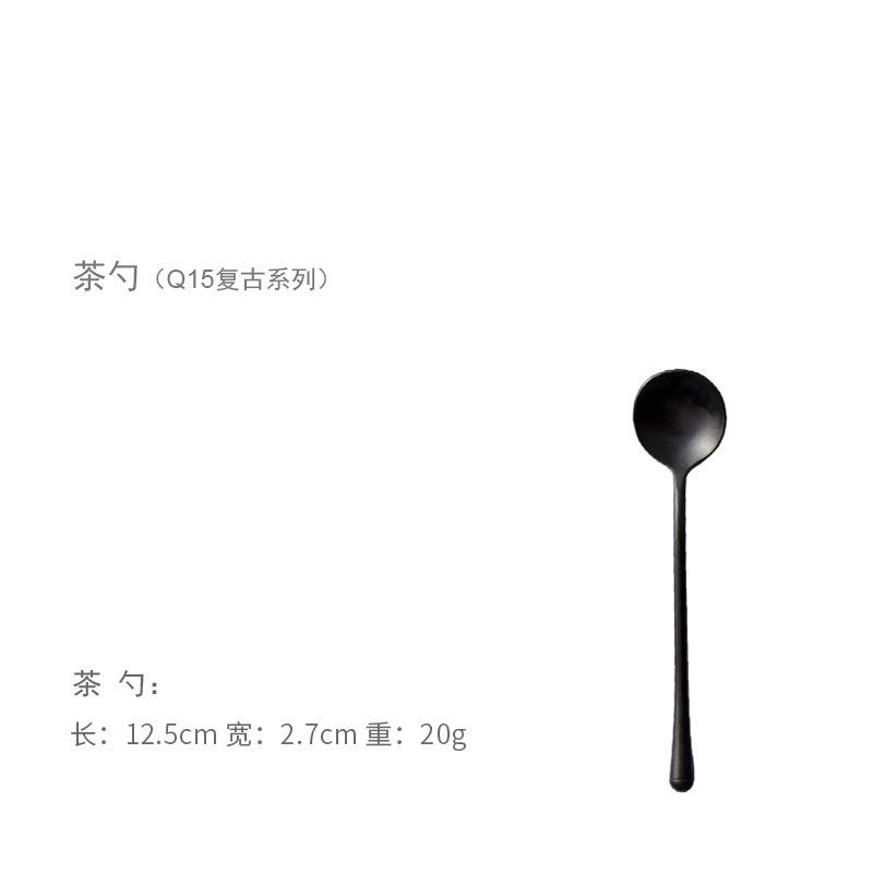 Japanese Retro Black Cutlery Set 304 Stainless Steel Western Steak Knife Fork Spoon Set Coffee Spoon Desser Fork Fruit