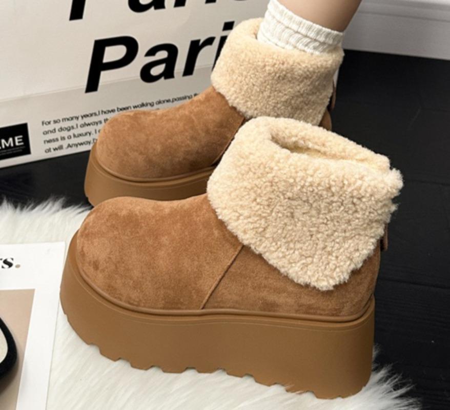 Women Platform Snow Short Boots Fashion Plush Shoes 2025 Designer Suede Ankle Boots Winter New Trends Cozy Shoes Dress Zapatos