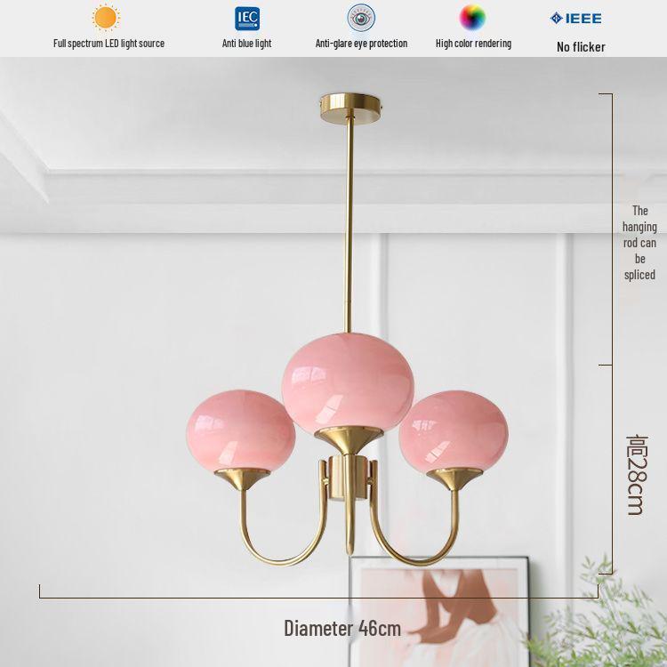 

Vintage French Retro Cream Pink Pendant Lamp for Living Room or Bedroom