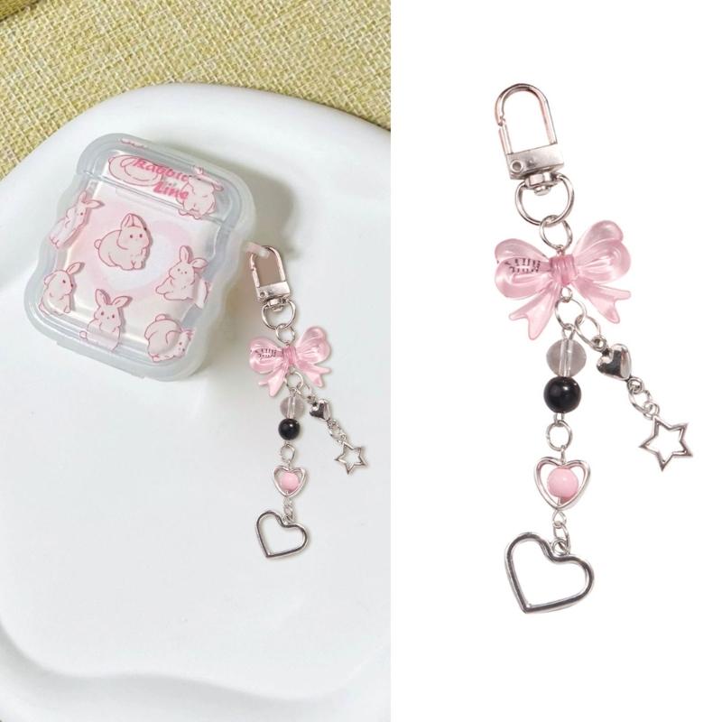 Eye Catching Heart Bear Key Chain Pendant Butterfly Knot Key Rings for Phones