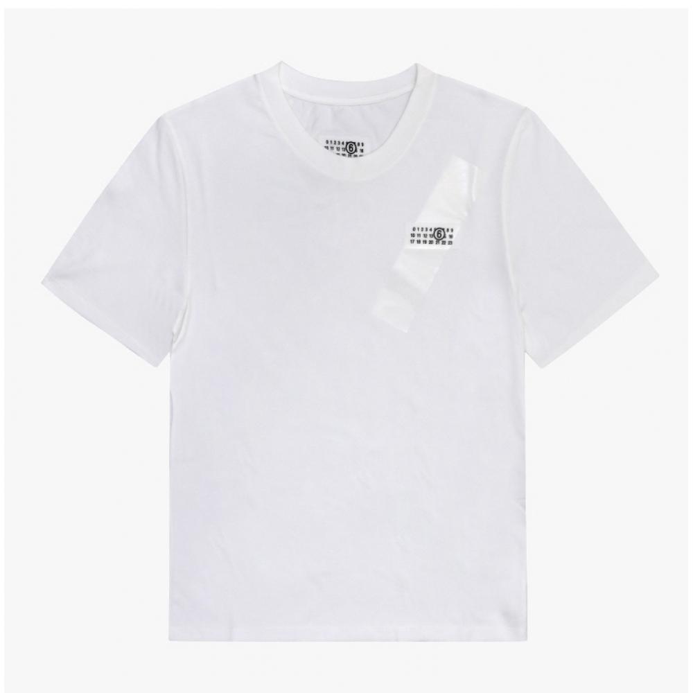 MaiSon Margiela S52gc0336 M20048 101 Mm6 Numbering Logo Patch Women S Short Sleeve Tee
