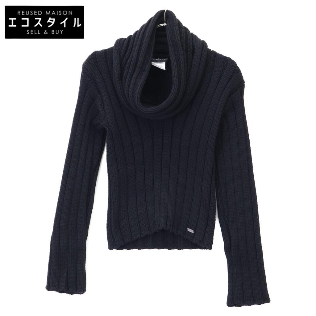 Chanel Black 99A P14413V00672 Mid-gauge Rib Knit Tops 38 blackUsed