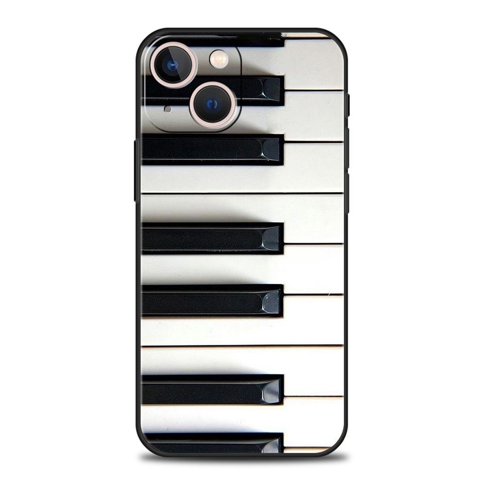Music Instrument Guitar Piano Luxury Phone Case For iPhone 11 14 15 Pro MAX 12 13 Mini 7 8 Plus X XR XS SE Silicone Cover Funda