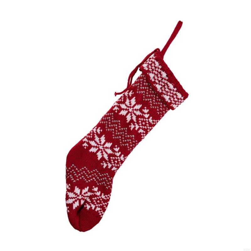 Knit Snowflake Christmas Hanging Socks Christmas Stockings Candy Gift Bag Christmas Decorations For Home Office Part