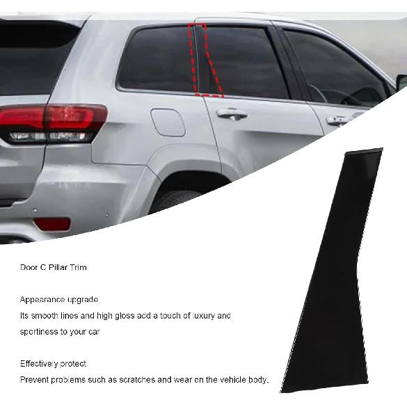 Rear Door C Pillar Trim Window C Pillar Cover Trim Applique Replacement for Jeep Grand Cherokee 2011-2021 (Right: 57010448, 57010448AK, 57010448AJ,)