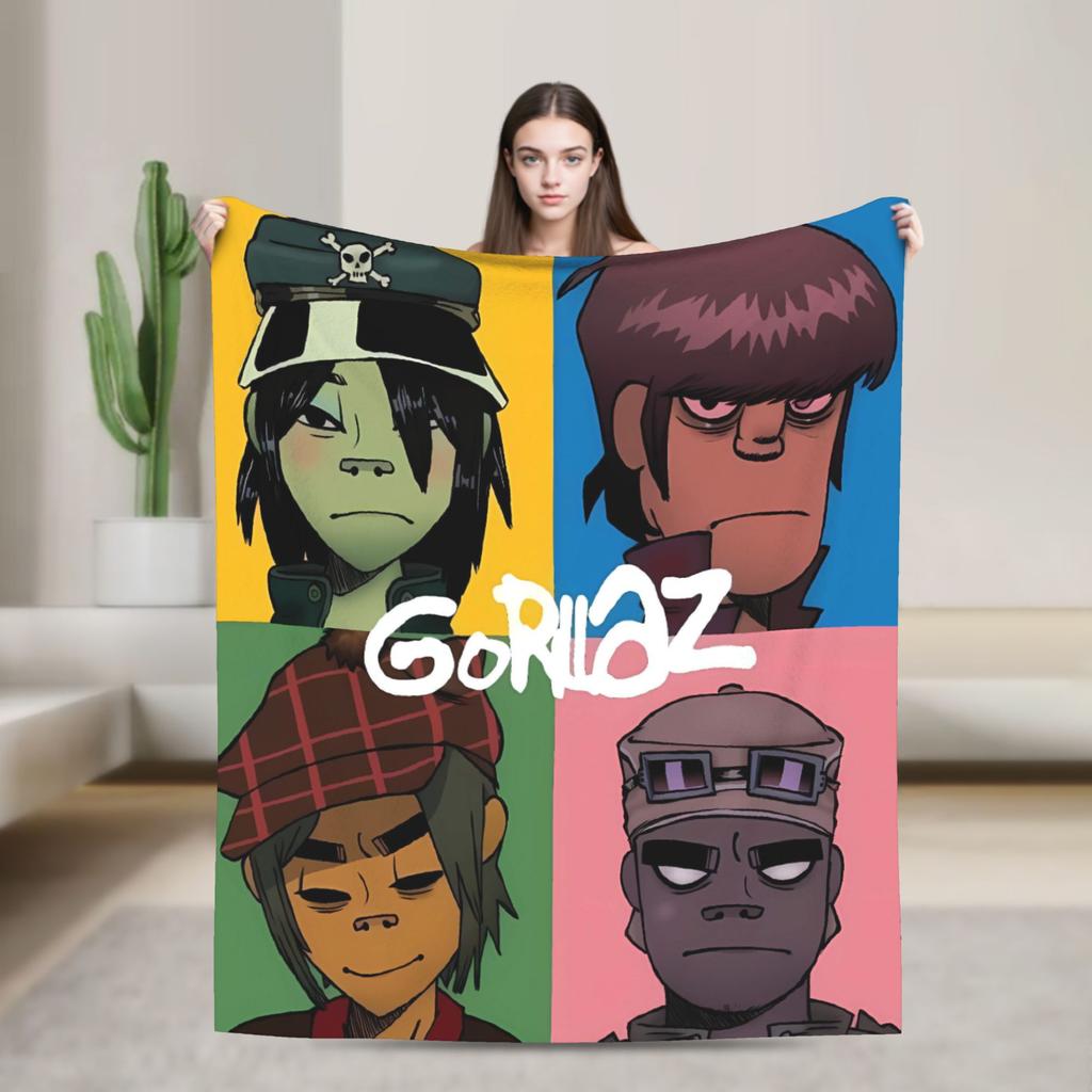 Gorillazs Flannel Blanket Winter Band Rock Warm Throw Blanket for Children Home Decor Graphic Bedspread Sofa Bed Cover