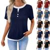Damesblouse met korte mouwen en ronde hals, casual top