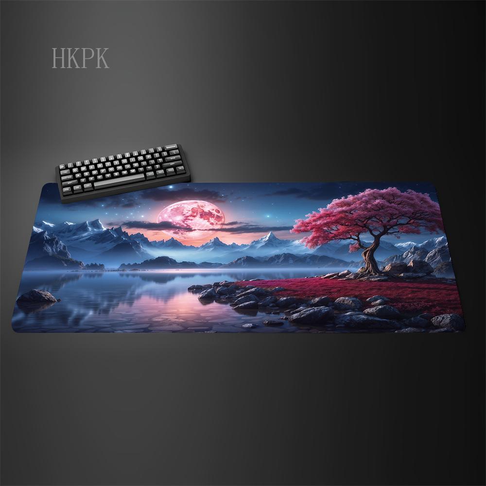 Pink Sakura Mouse Pad XXL Pc Gaming Office Mats Japanese Style Large Bonslip Base Desk Mat Art Rugs Laptop Gamer Table Cushi