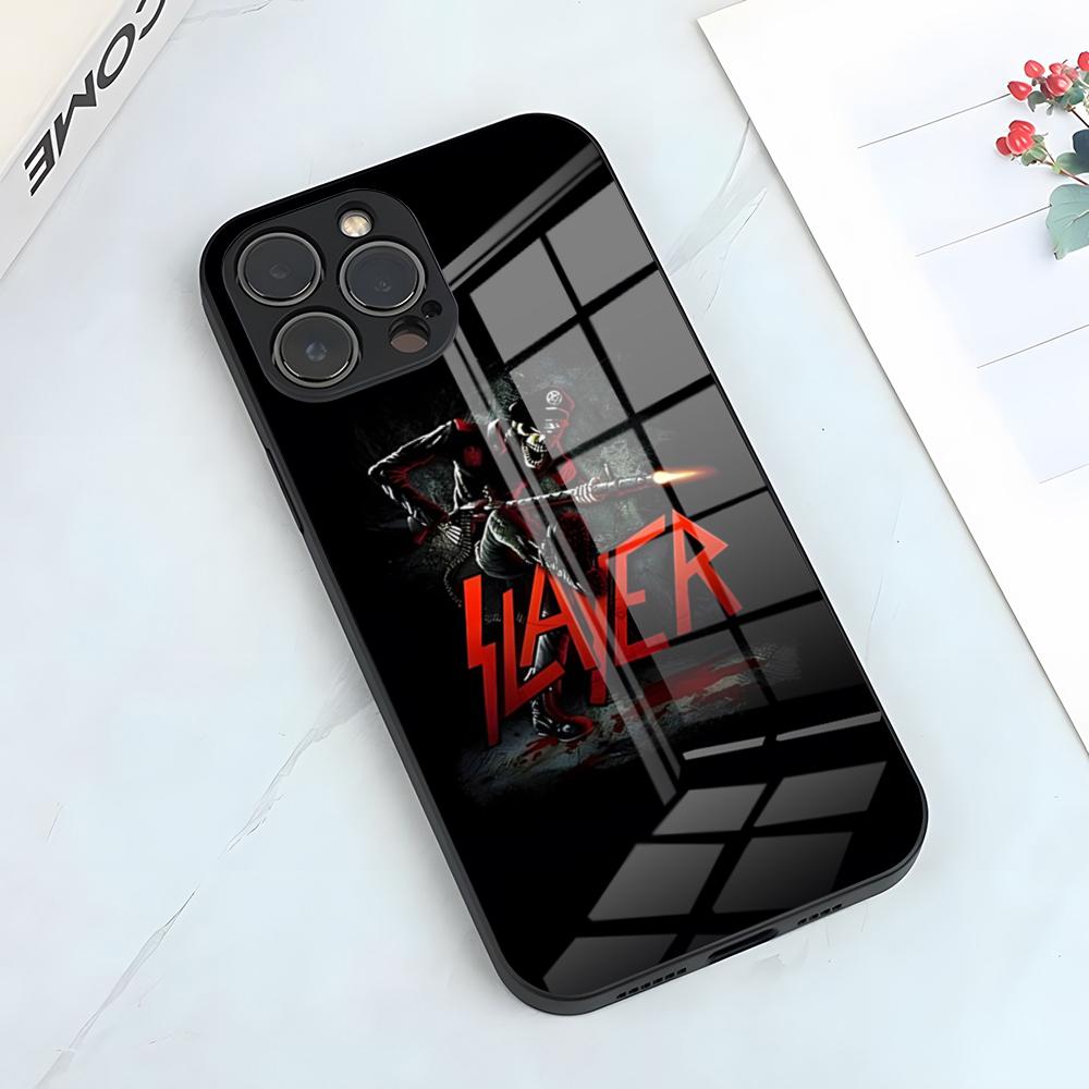 

S-Slayer Metal Rock Band Phone Case For IPhone 17 Pro Max 15 Pro 16 14 Plus 12 13 Mini 11 Pro Shockproof Glass Cover iPhone11Pro