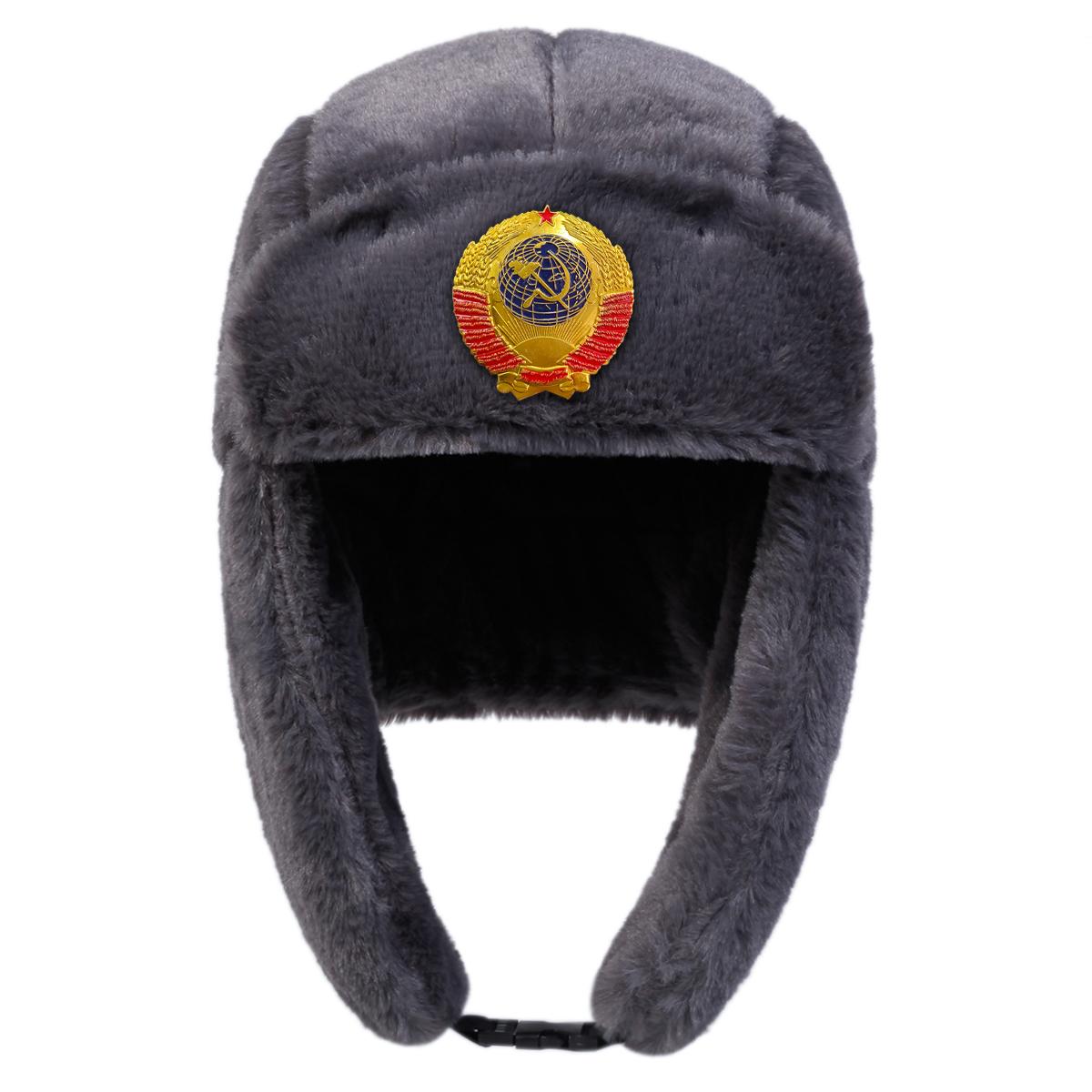 

Плюшевая шапка Лэй Фэн Круглая Круглая Значок СССР Украшение Шапки-ушанки Уличная Теплая Шапка Пилота Зимние Шапки