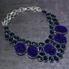 Blue Moldavite, Iolite Gemstone 925 Sterling Silver Jewelry Necklace 18"