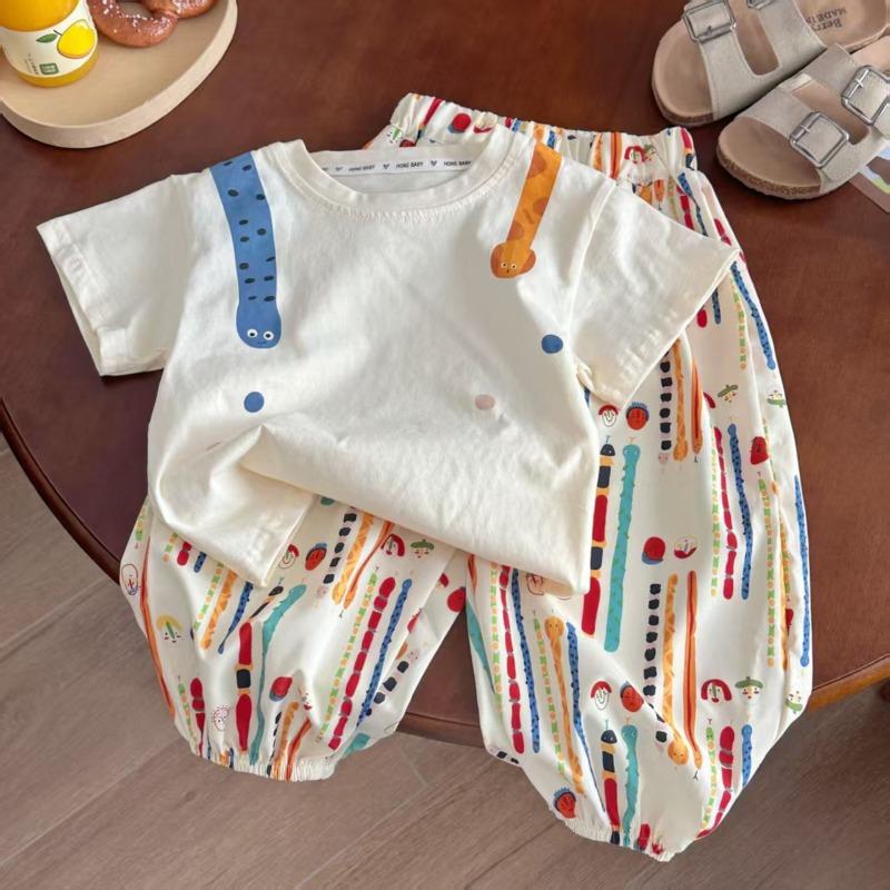 Kids Summer Short Sleeve Outfit – Breathable Two‑Piece T‑Shirt Set for Toddlers, Cute Korean Style Casual Clothing 80cm белый