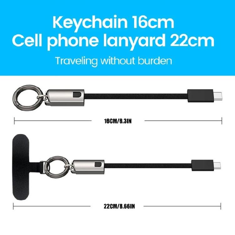 Phone Lanyard Data Cable Quick Charging PD65W USB C To Type C Short Cable 16CM with Keychain Hook Efficient Power Supply