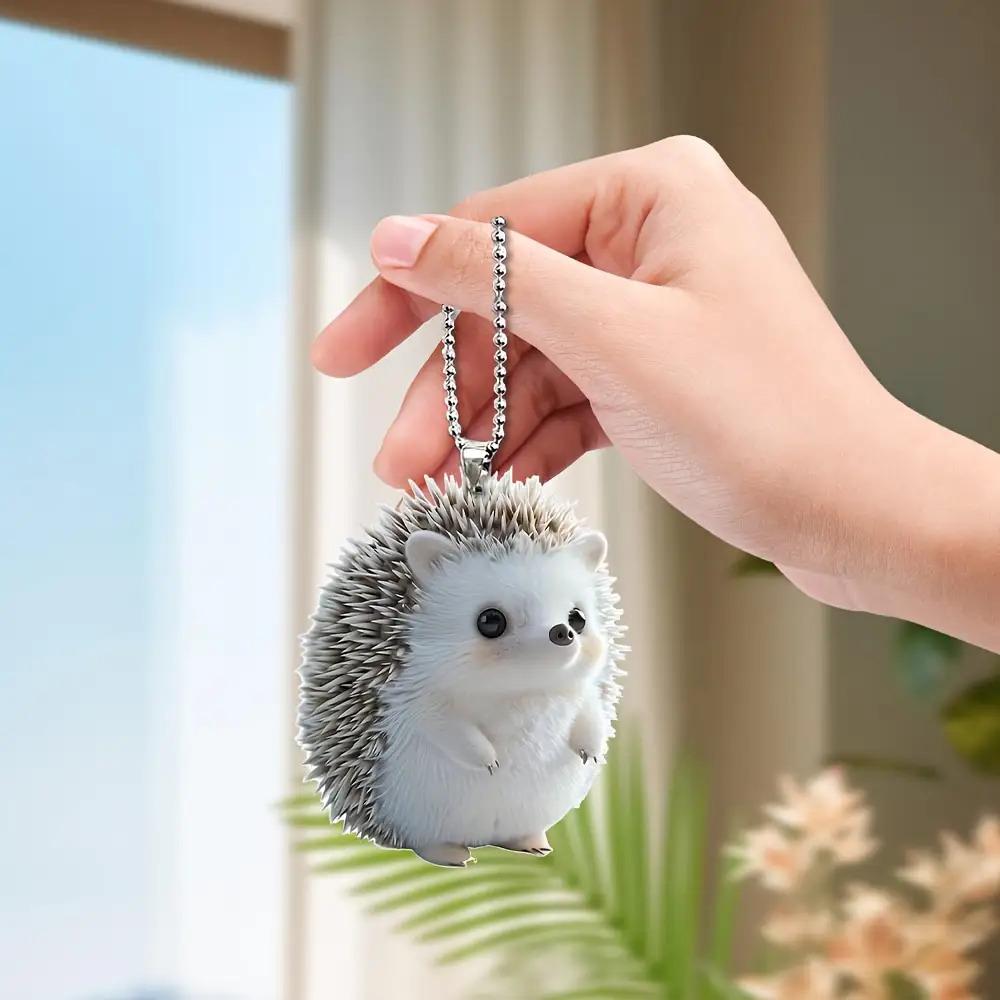5 pezzi/1 pezzo Portachiavi Riccio 2D | Occhi Espressivi e Orecchie Soffici, Per Decorazione di Borse e Veicoli, Acrilico, Regalo Ideale per Amanti degli Animali