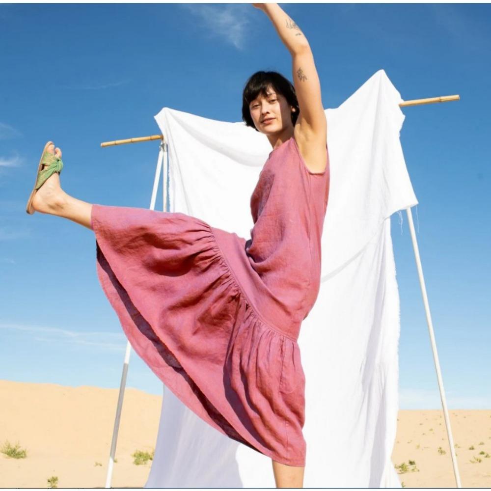 

Женские свободные однотонные повседневные платья из мягкого хлопкового льна с карманами и круглым вырезом без рукавов XXL светло-фиолетовый