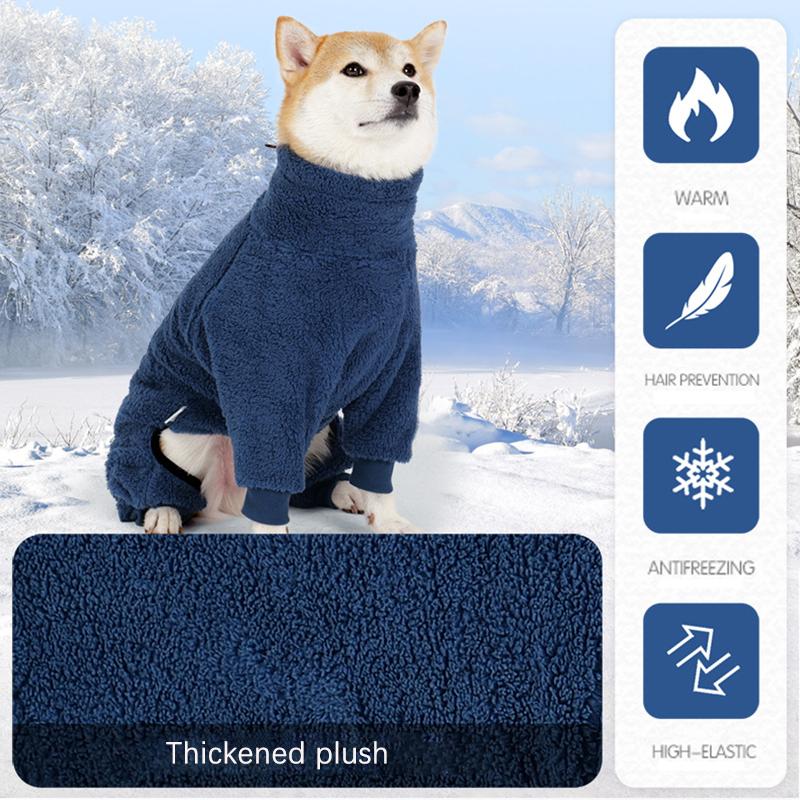 Thickened Double-sided Fleece Dogs Clothes High Collar Soft Warm Winter Dog Coats 4-Legs Pajamas Pet Clothing for Large Dog