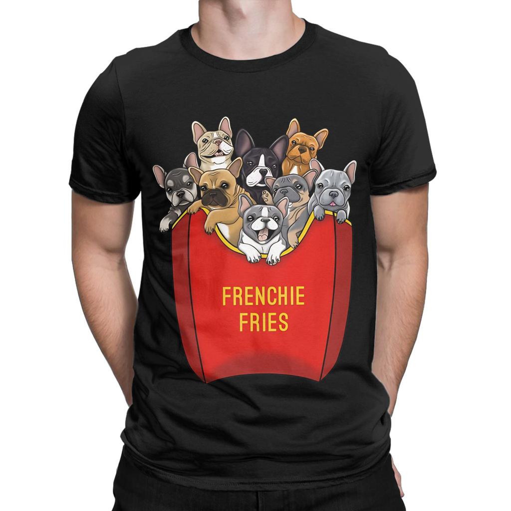 French Bulldog Frenchie Fries Graphic Funny 100 Cotton TShirt French Bulldog Tops Tees For Unisex
