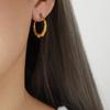 New Chinese Style Geometric Bamboo Joint Design Titanium Steel Gold Plated U-shaped Earrings