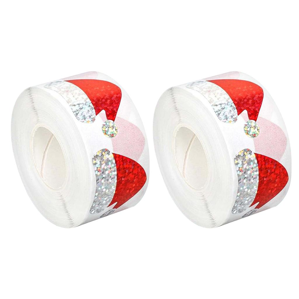 1/2/3 Roll Xmas Hat Stickers Waterproof Packaging Seal Stickers For Holiday Card Envelope Log Decoration Present Label Christmas