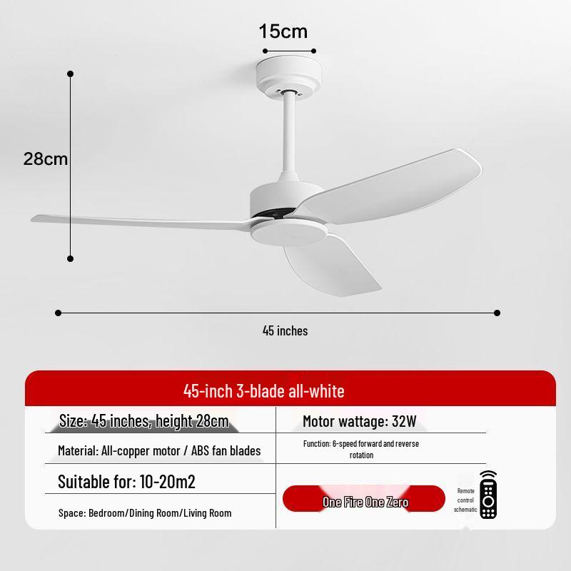 Nordic Retro Low-Noise Ceiling Fan for Living and Dining Rooms