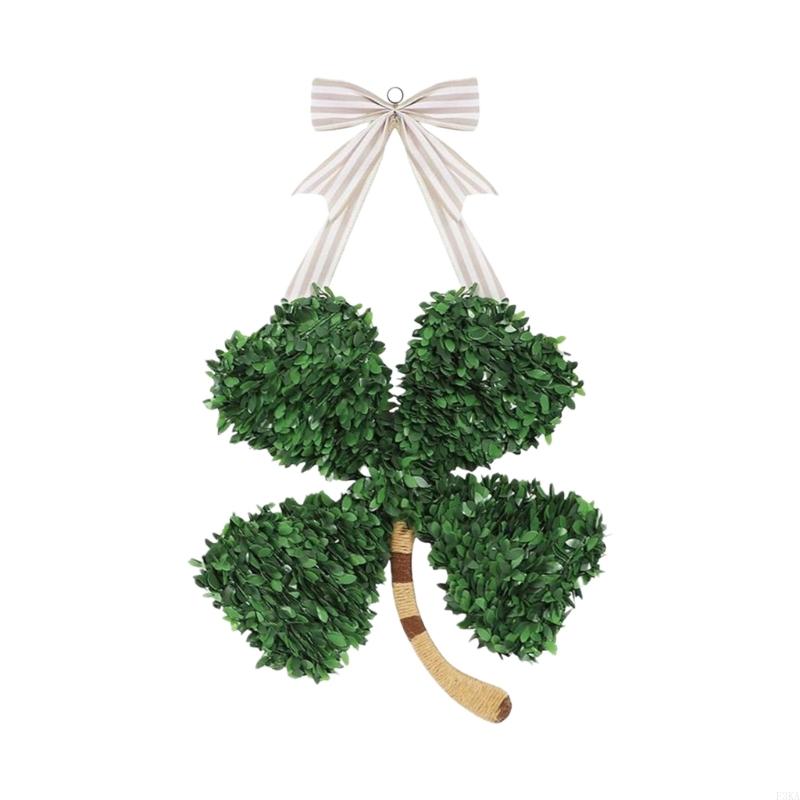 

Patrick s Day Decoration Shamrock Wreath Wooden Four Clovers Pendant For Home Office Party Supplies