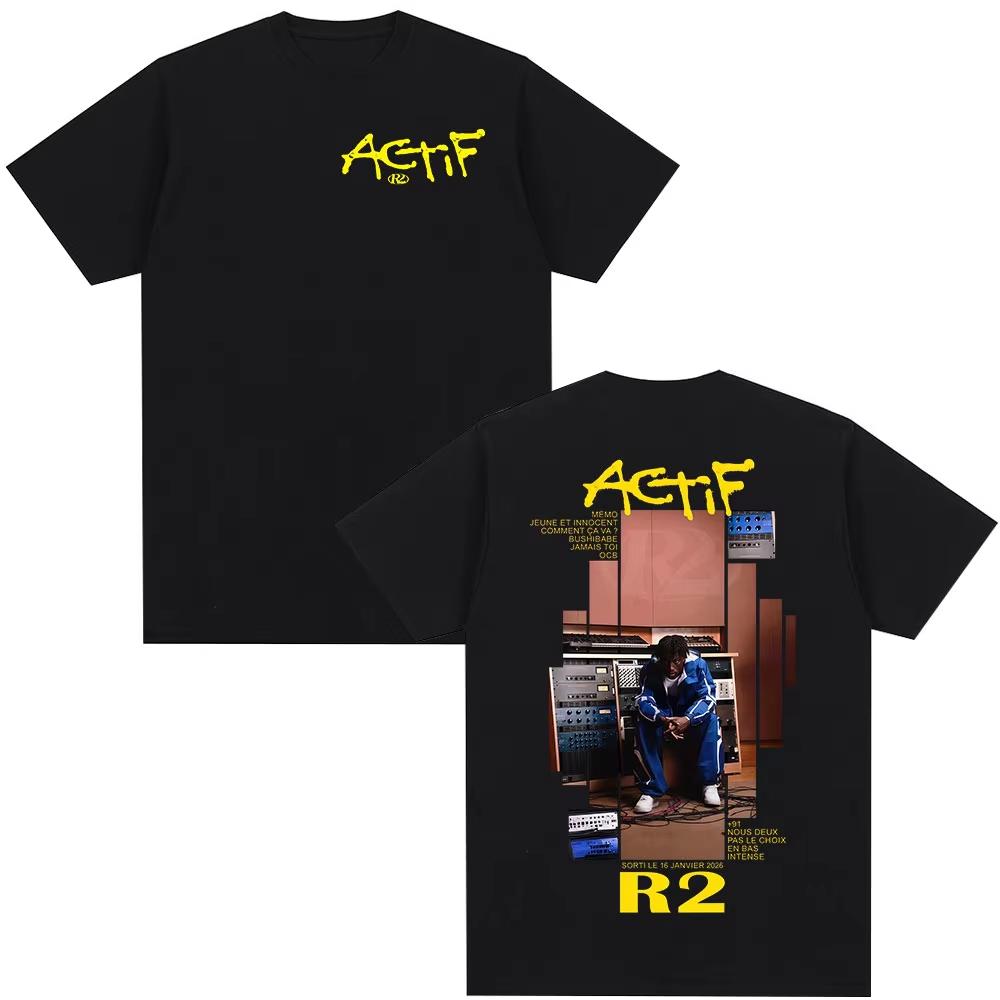 

Rapper R2 Actif Album 2026 T Shirts Unisexs Women Clothing Casual pure Cotton Vintage Tshirt Fashion Harajuku Short Sleeve Top 2XL