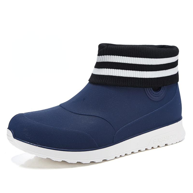 Fashion Black Rain Shoes for Men Rubber Shoe Platform Ankle Boots 2025 Autumn Winter Slip On Booties Boots for Men Waterproof Work Botas