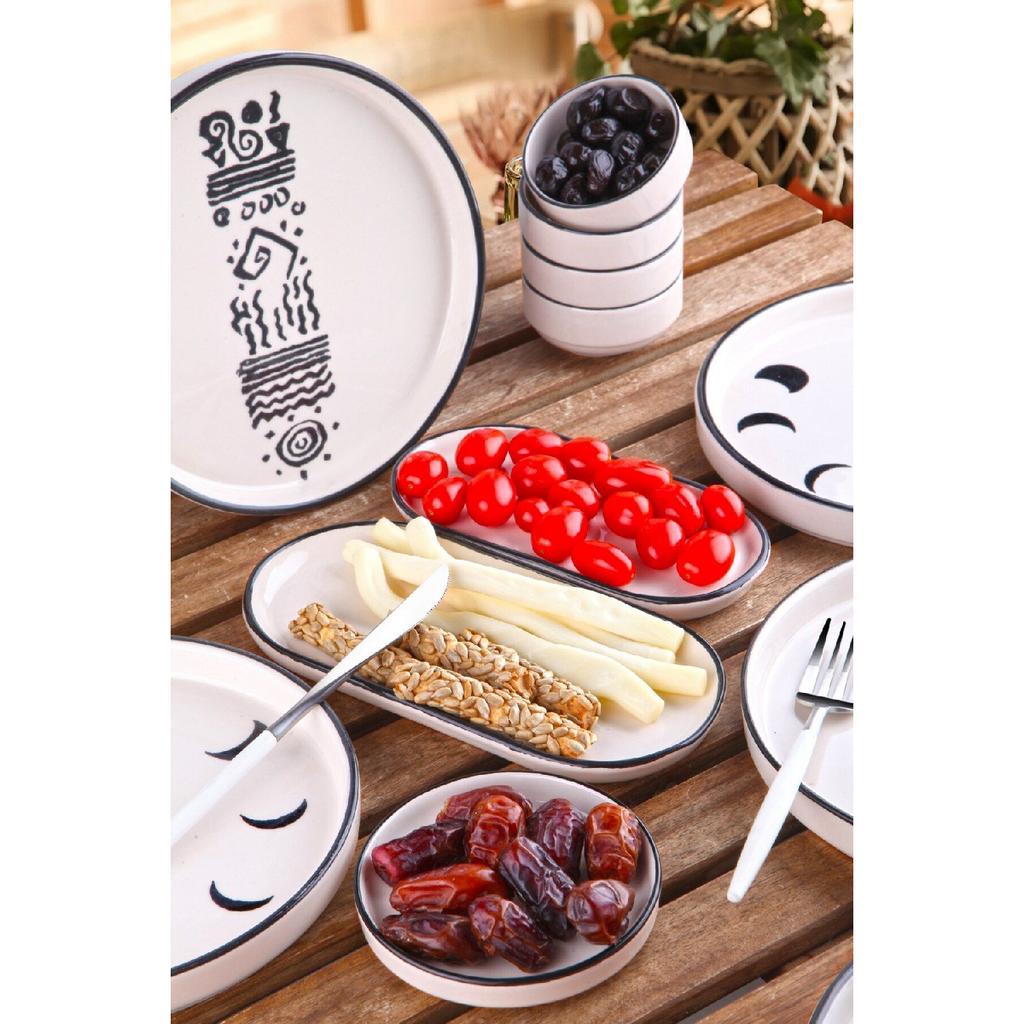 14 Piece Hitit Stackable Breakfast Set For 6 People - Luxury Breakfast Bowl Presentation Set Plate
