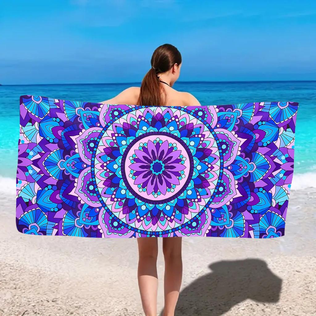 1pc Ultra Fine Fiber Beach Towel, Quick Drying Absorbent Bath Towel, Multi-functional Towel for Beach Swimming and Sports