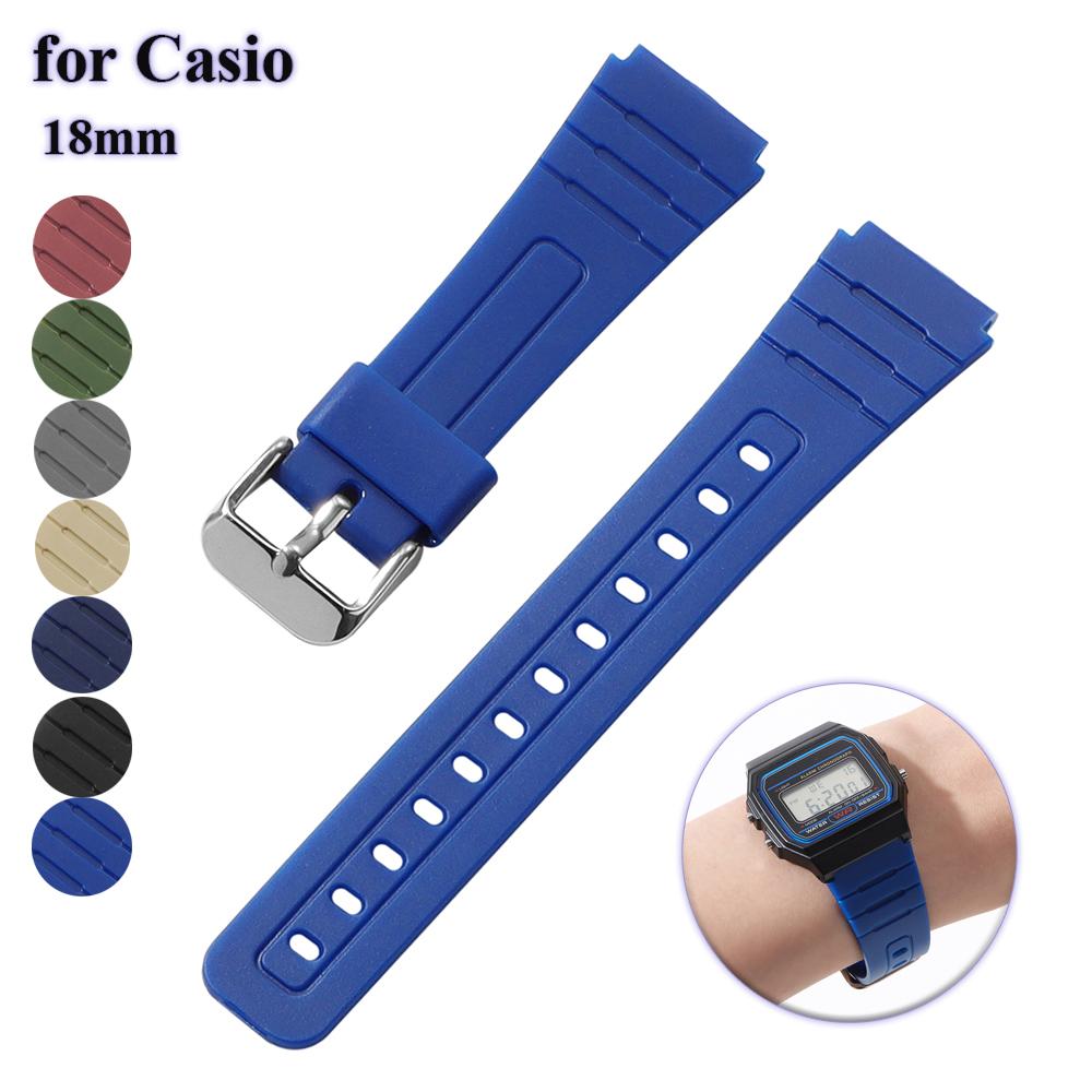 18mm Soft Silicone Watch Strap for CASIO F91W W-800H for W800H SGW400 F91W F84 F105/108 A158/168 AE1200/1300 Men Wrist Bracelet