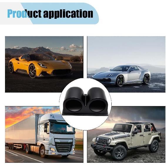 Universal Black 2" 52Mm Dual Hole Gauge Dashboard Pod, ABS Plastic Car Dash Meter Cup Gauge Pod Mount Holder, Fit Most Cars, Trucks, Boats(Two Hole)
