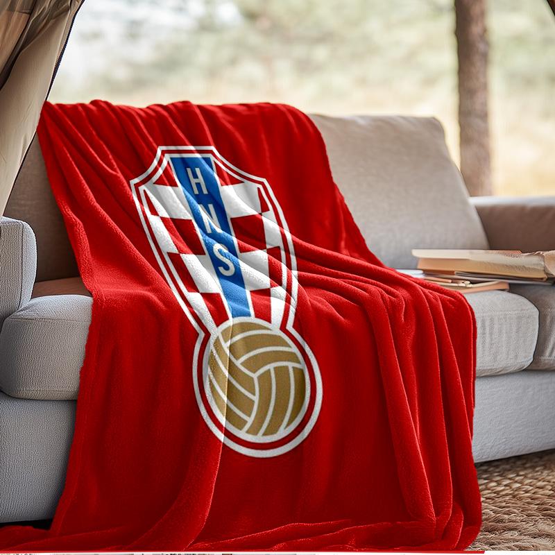 Coperta con Emblema del Calcio Croato Coperta in Flanella da Esterno per Campeggio, Escursionismo, Feste in Giardino, Essenziali per Picnic, regalo per famiglia e amici