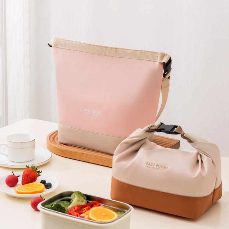 Portable Lunch Bag with Buckle Durable Insulated Lunch Box Tote Cooler Handbag Thermal Bento Pouch Food Carrier Shoulder Bags