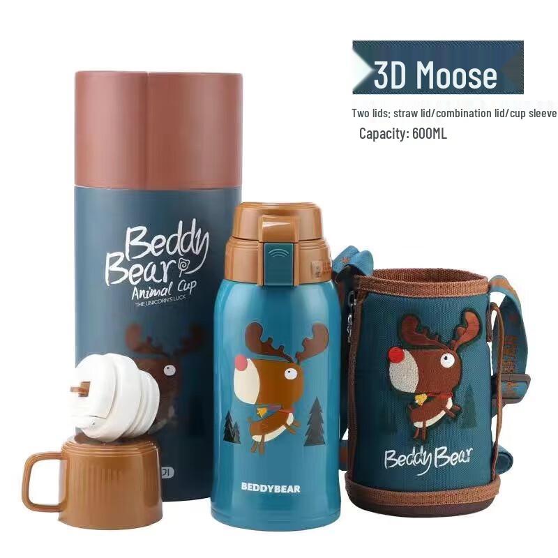 BEDDYBEAR 316 Stainless Steel Children s Insulated Cup with Straw & Double Lids