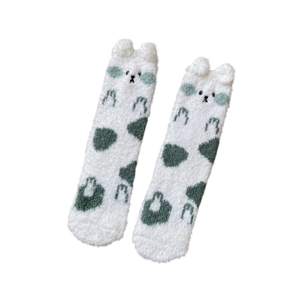 Soft Cute Animal Socks Breathable Winter Floor Socks Kitty Coral Fleece Socks  Girls