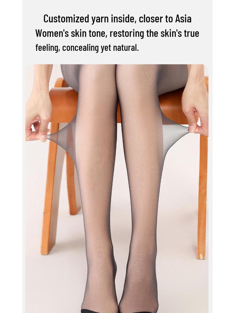 Double-Layer Black Sheer Velvet Warm Leggings for Women - Autumn/Winter Thickened Stockings Bare Leg Look.