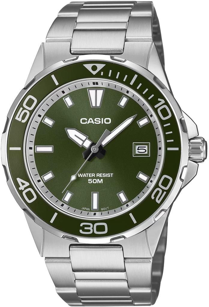 CASIO Analog Quartz Watch Metal Band Moss Green Overseas Model Men's MTD-145D-3AV