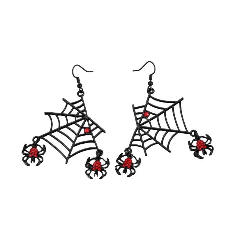 Bat And Spiders Dangle Earrings Gothic Jewelry Alloy For Women Halloween Party Outfits