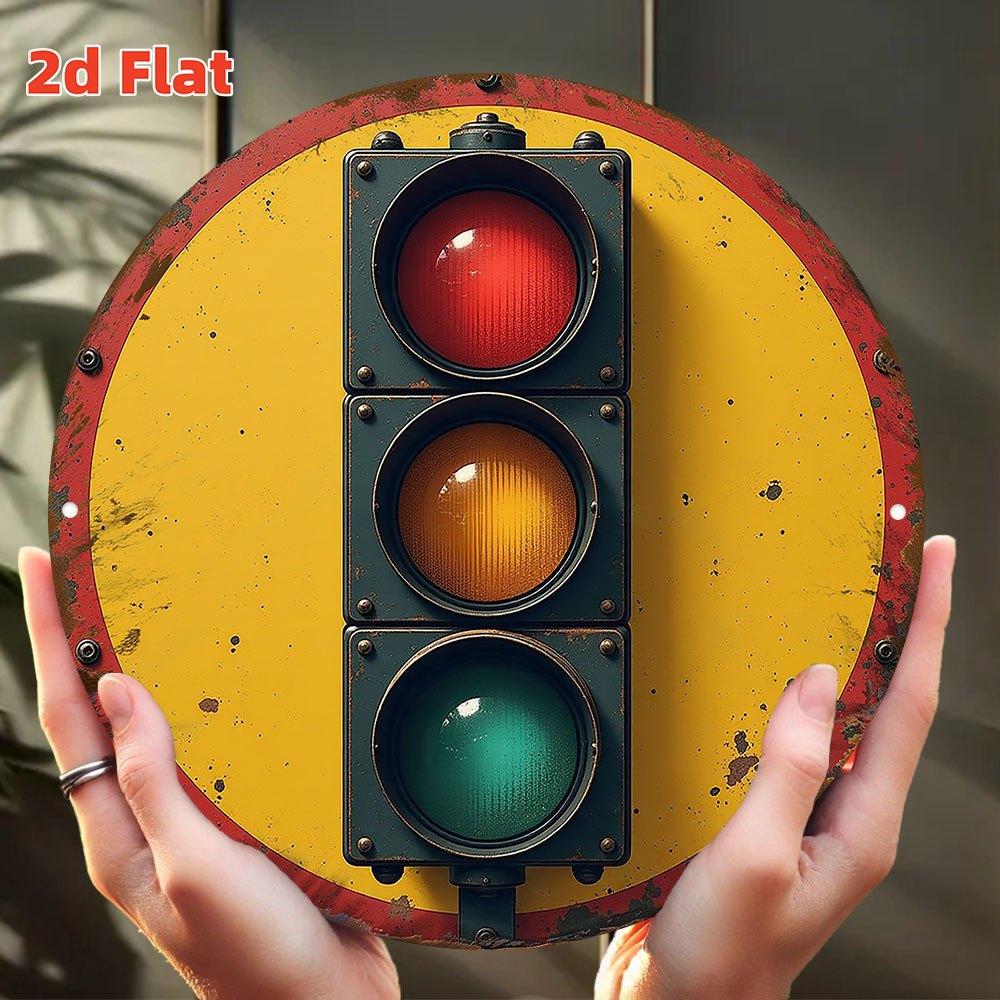D Flat Vintage Traffic Light Signal Retro Way Stop Light (WalkDont Walk) HeavyDuty Aluminum Metal WallMounted Indoor