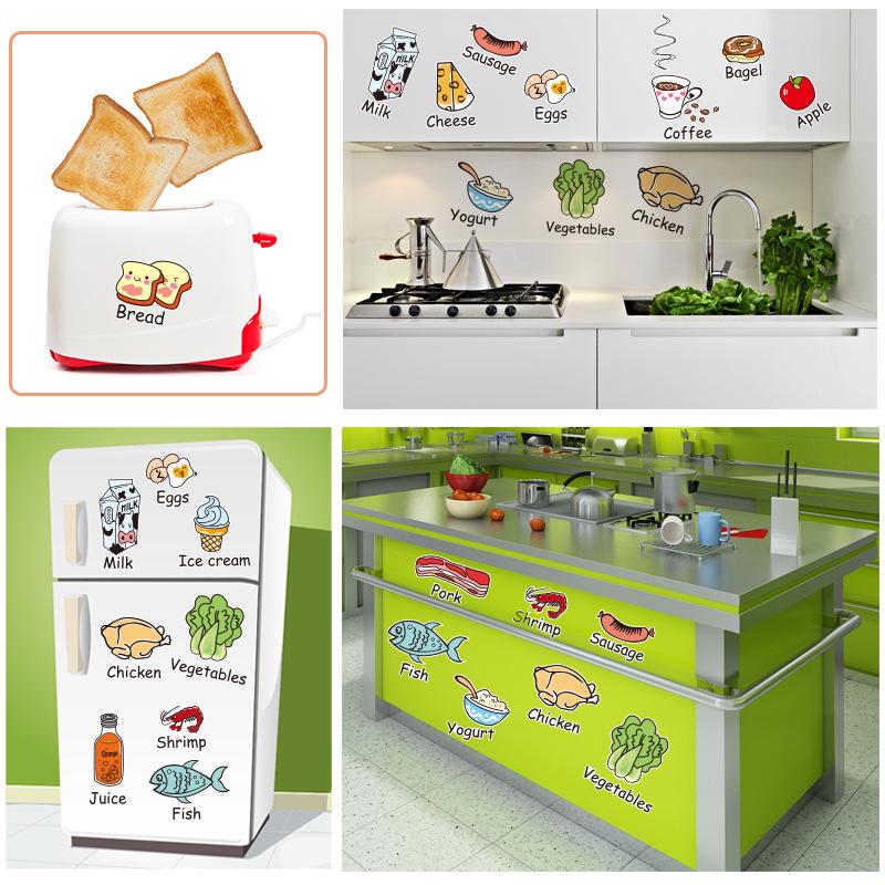Creative Refrigerator Stickers Kitchen Cabinet Door Stickers Removable Wallpaper Wall Decorative