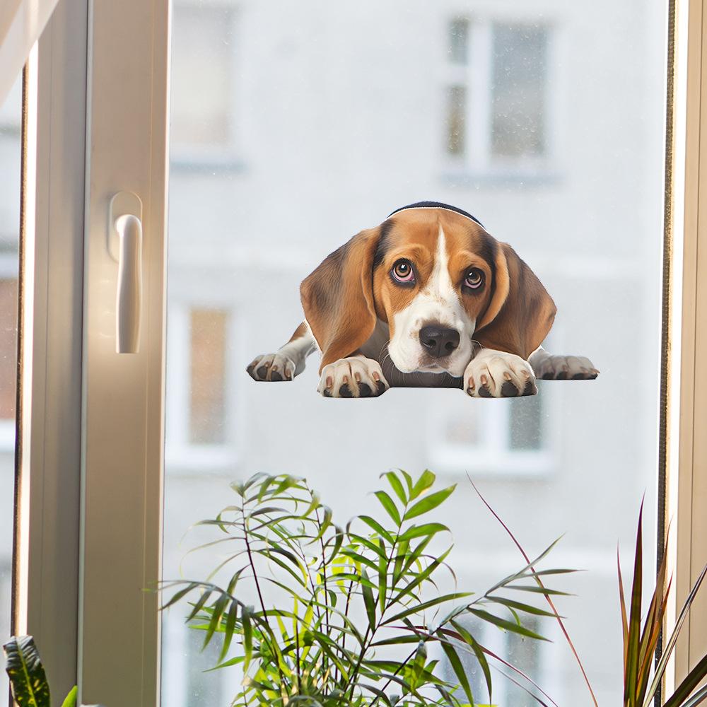 Fun-f101 Cartoon Hund Peeping Glas Fenster Hintergrund Dekorative Fenster Aufkleber Elektrostatische Uv