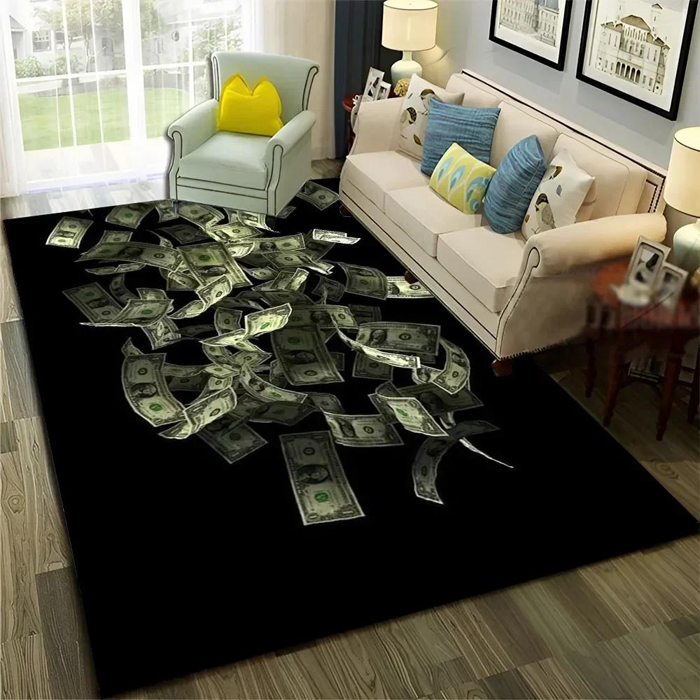 3D Dollar Euro Money Rich Pattern Carpet Rug for Home Living Room Bedroom Sofa Doormat Decor,Child Area Rug Non-slip Floor Mat