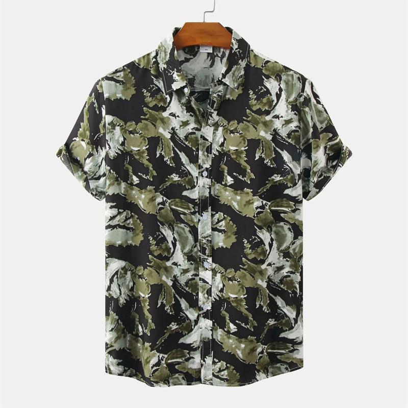 Men's Hawaii Shirts Short Sleeve Lapel Tops New Fashion Flower 3d Print Street Hip Hop Casual Vintage Clothing Male