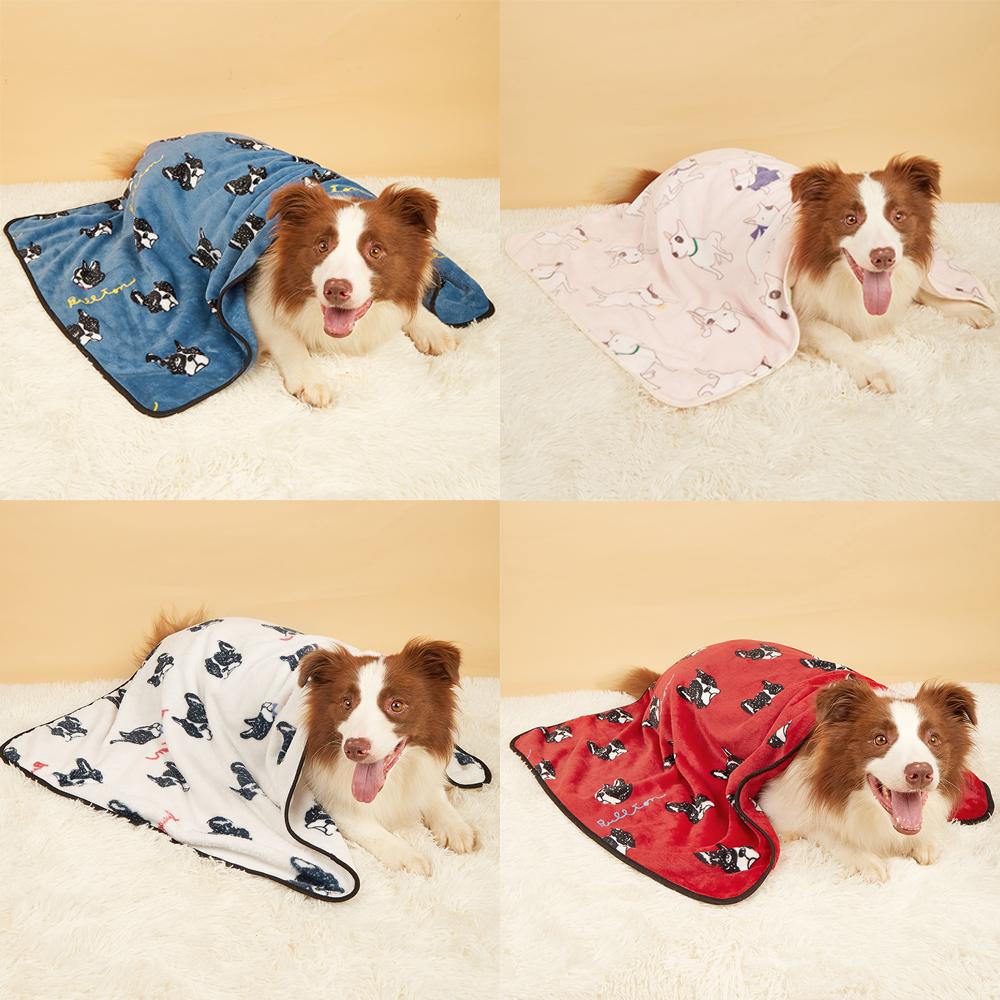 Fluffly Dog Blanket Pet Sleeping Mat For Small Large Dogs Cats Cartoon Pattern Soft Puppy Kitten Bed Pad French Bulldog Cushion