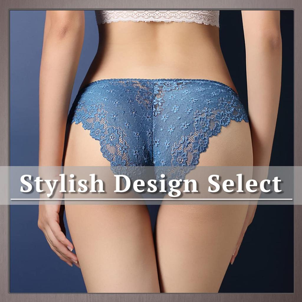 ONE LIMITATION Floral Lace Sexy Embroidered PT009 Women's Panties, Underwear, Lingerie, (Blue)