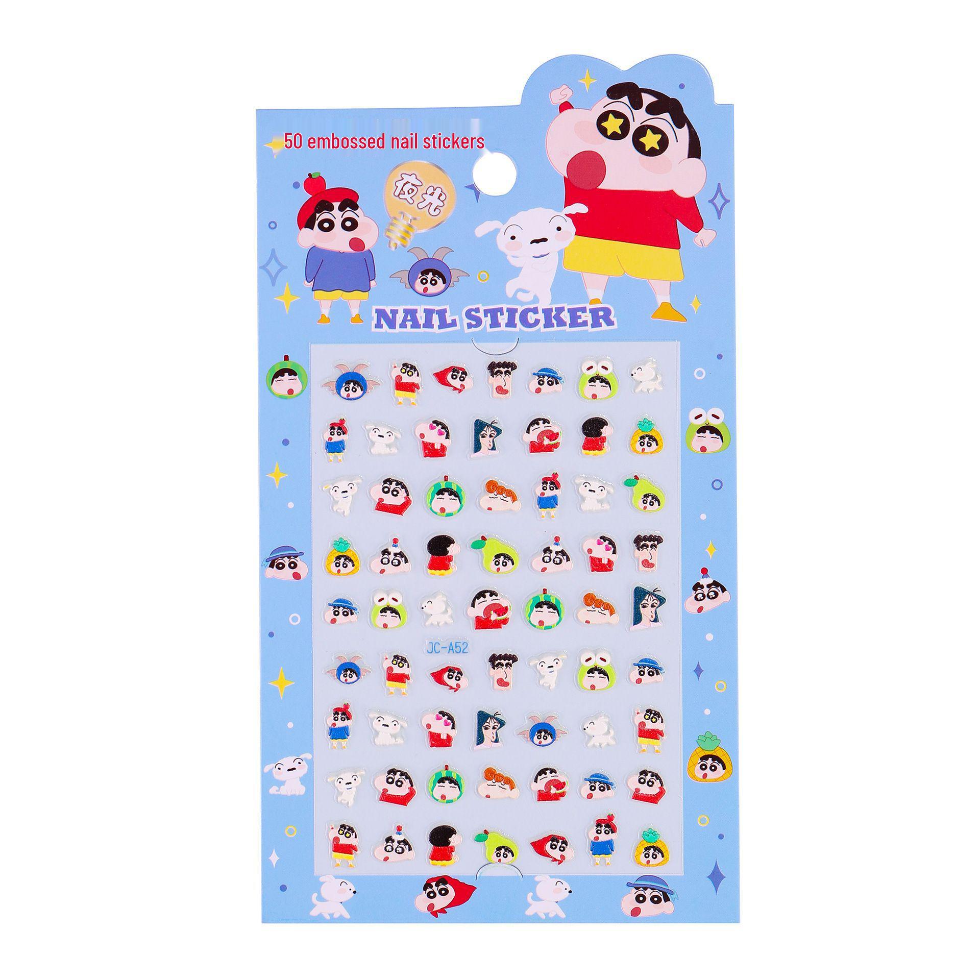 5D Luminous Embossed Princess Nail Stickers for Kids - Cute Non-toxic Cartoon Nail Art for Little Girls