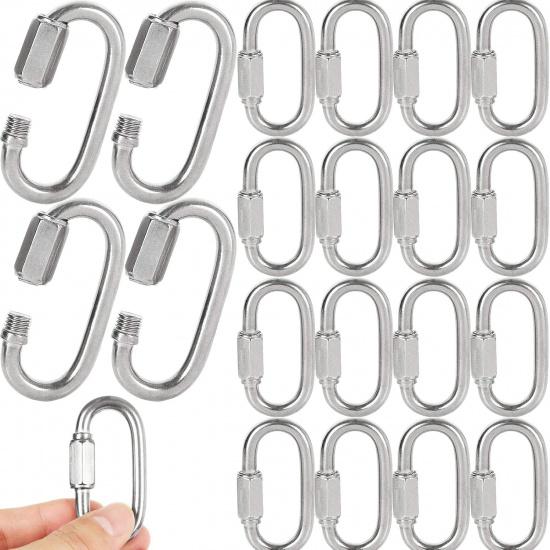 20PCS 1/4 inch Quick Links Stainless Steel Chain Links, M6 Oval Quick Link Carabiner, Small Threaded Quick Chain Clip, Rope Connector for Camping,